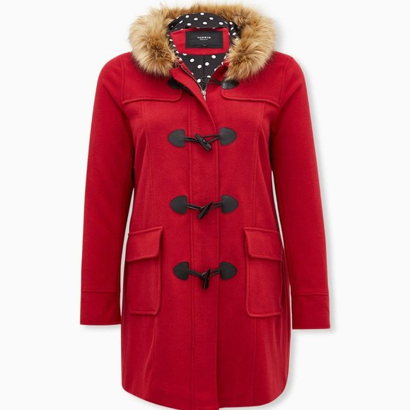 torrid Jackets & Blazers - Torrid Ponte Toggle Coat With Faux Fur Trim